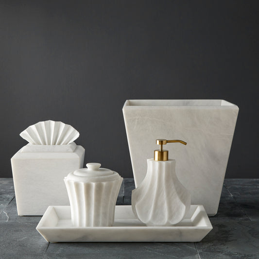 Yasmin Marble Tissue Box - Pearl White Marble Honed