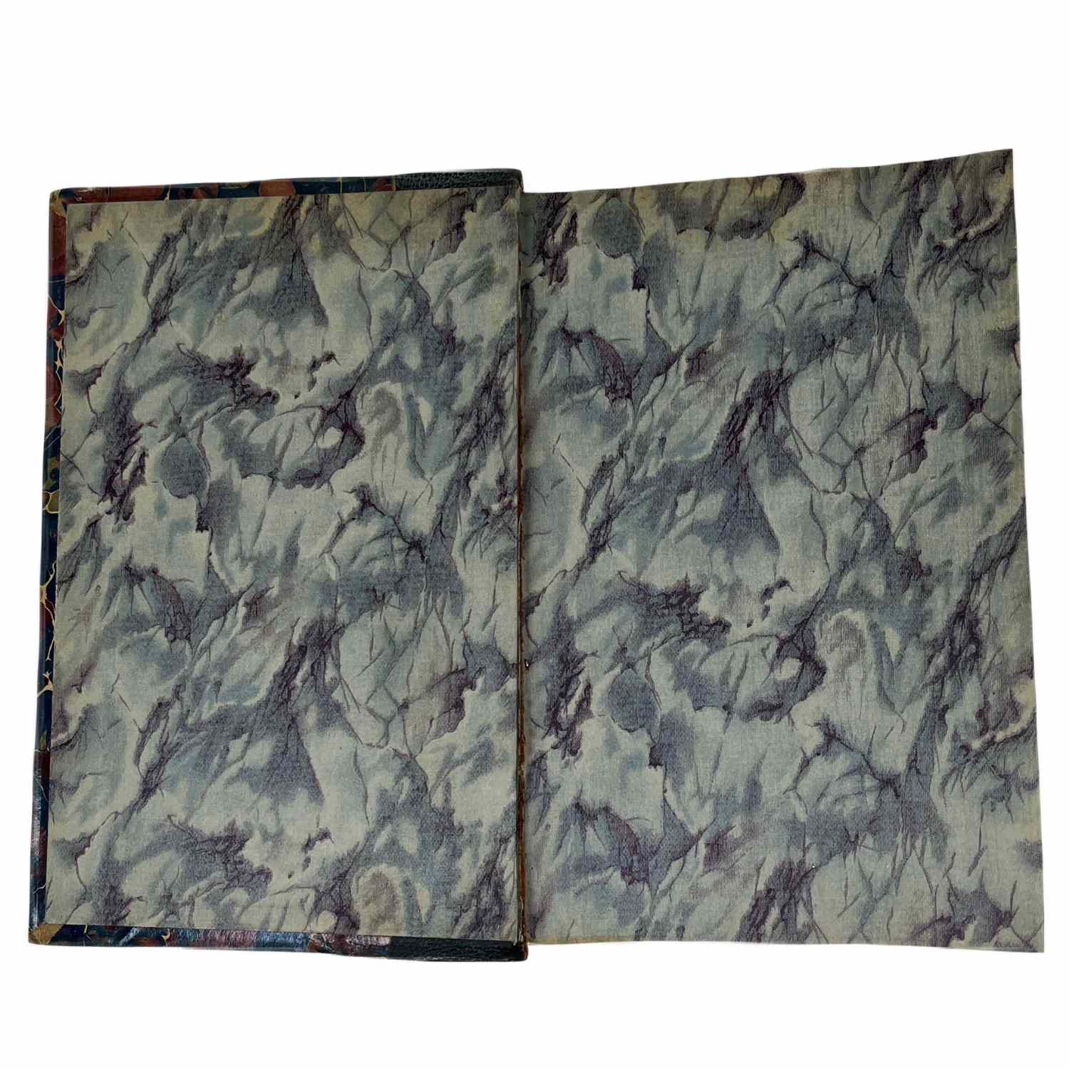 French Antique Marbalized Covers with Red & Brown Leather Binding 1865-1917 - set of 4