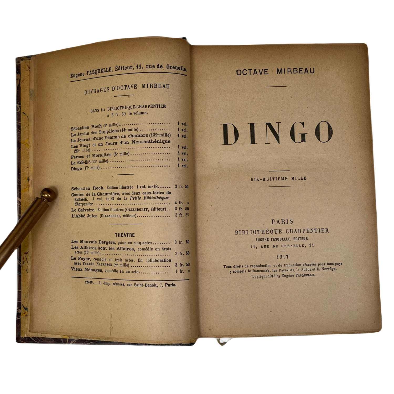 French Antique Marbalized Covers with Red & Brown Leather Binding 1865-1917 - set of 4