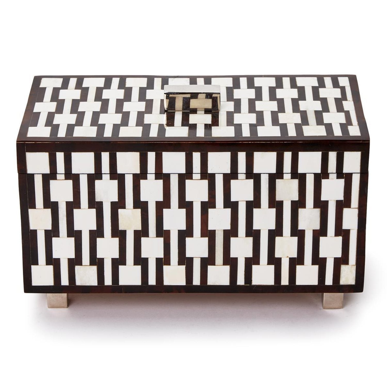 Caspian Bone Box with Silver Feet & Handle