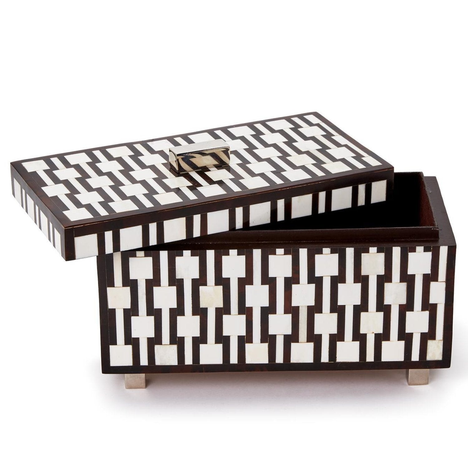 Caspian Bone Box with Silver Feet & Handle