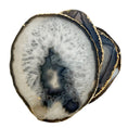 Load image into Gallery viewer, Coasters Large Natural Grey Agate with Gold Trim - Set of 4
