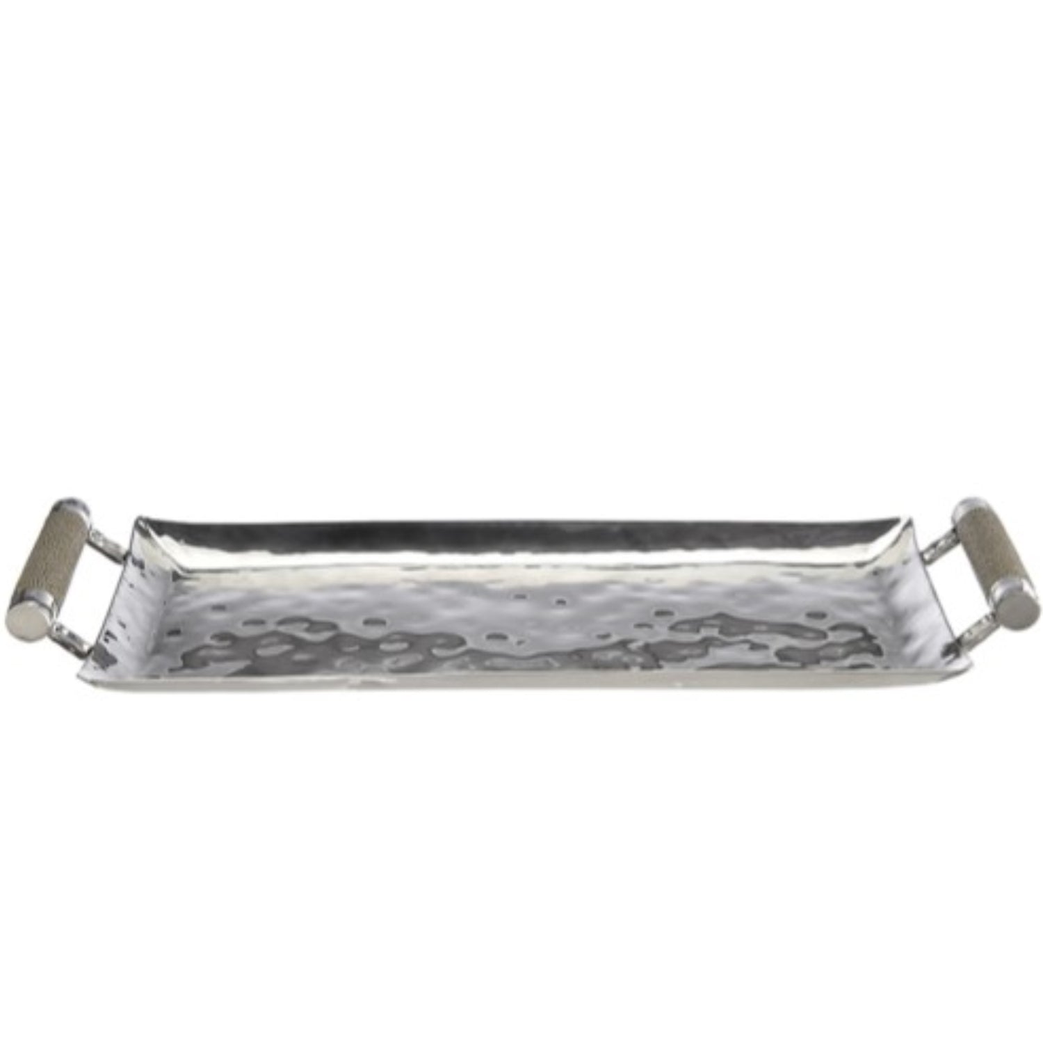 Hand-Forged Rectangle Tray with Genuine Shagreen Handles - Medium