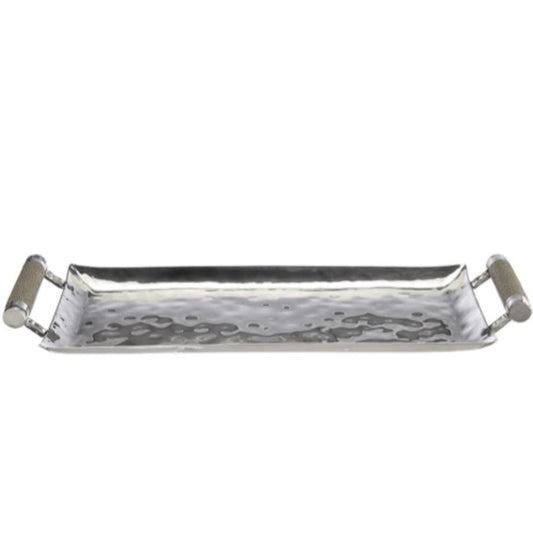 Hand-Forged Rectangle Tray with Genuine Shagreen Handles - Medium