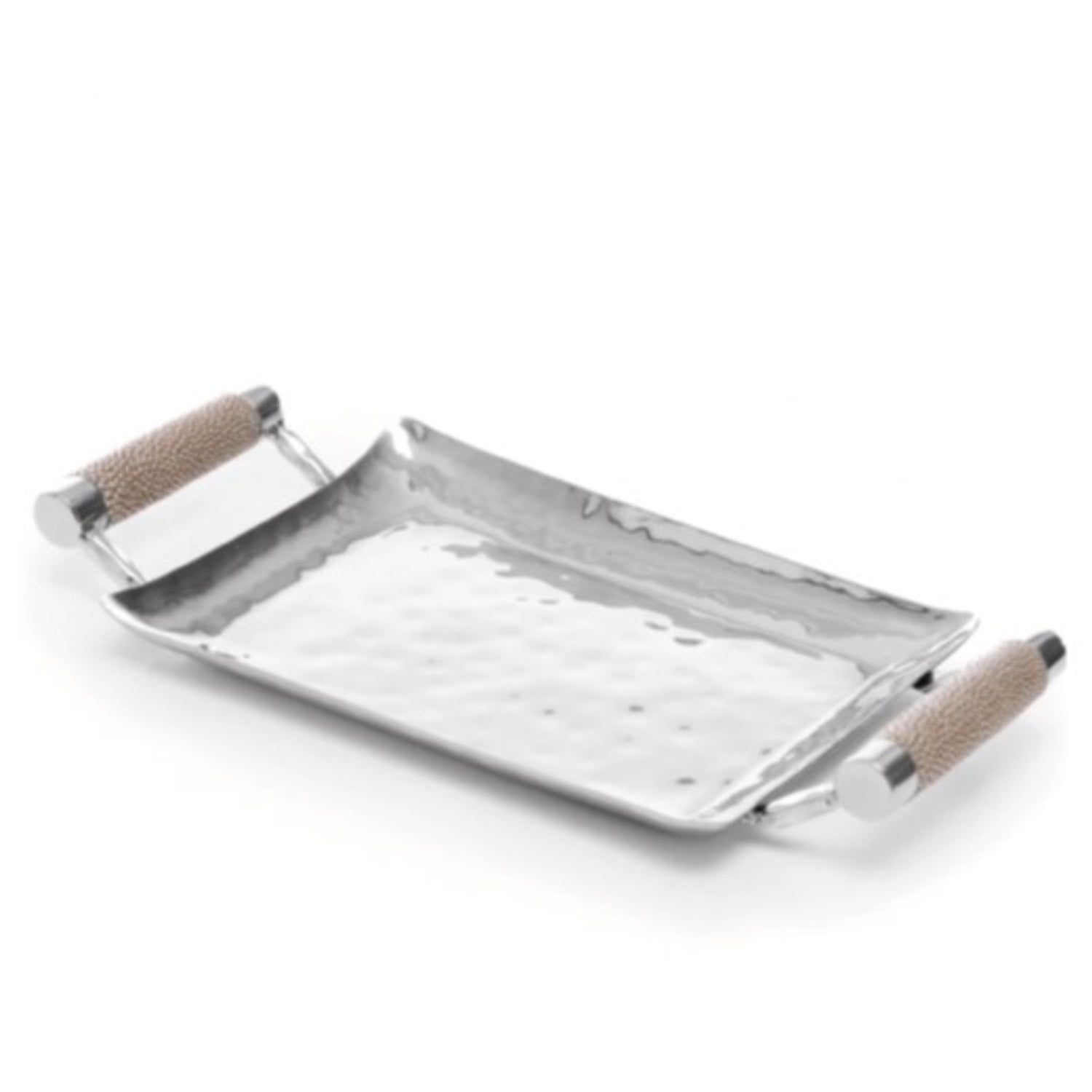 Hand-Forged Rectangle Tray with Genuine Shagreen Handles - Small