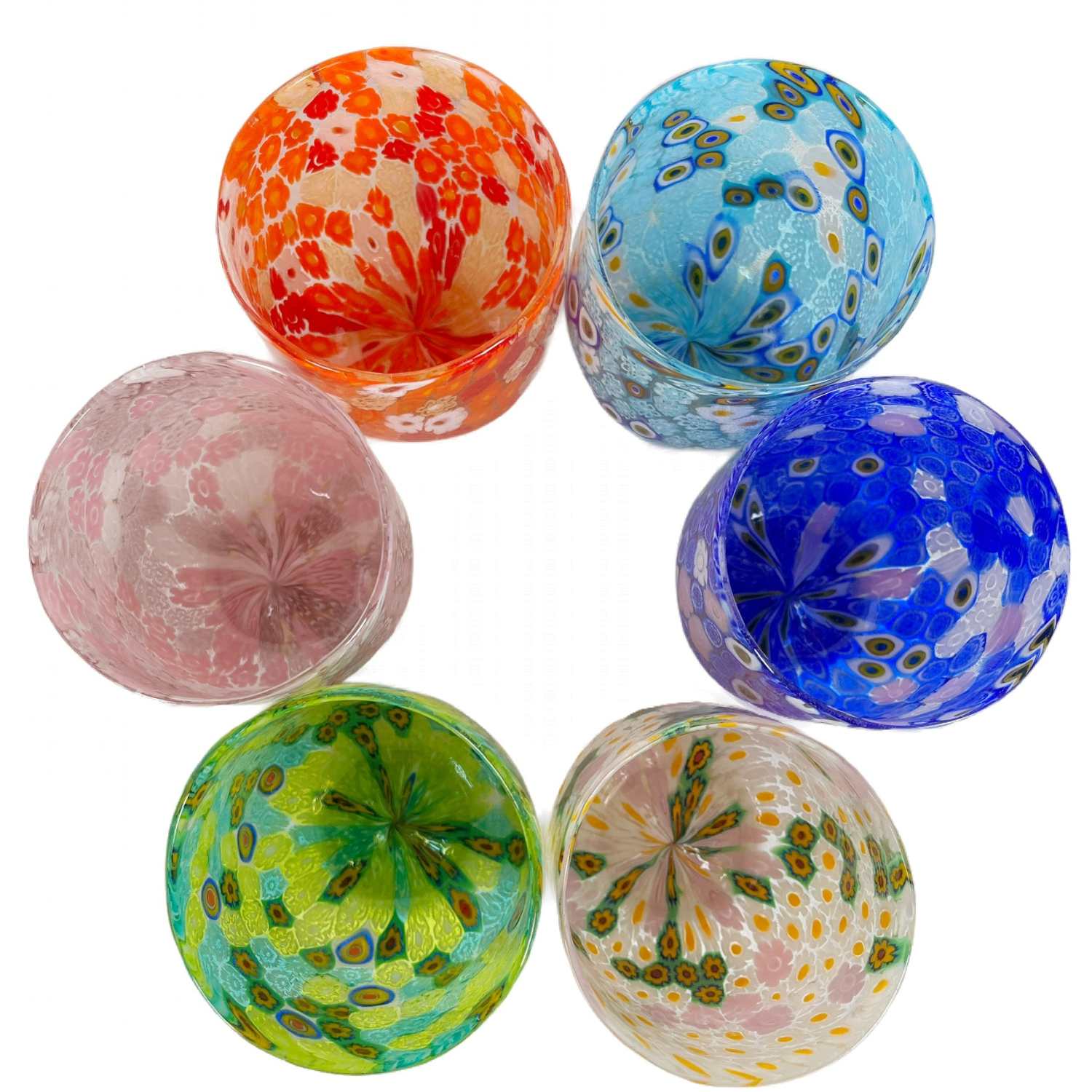 Millefiori Murano Drinking Glasses - Set of 6