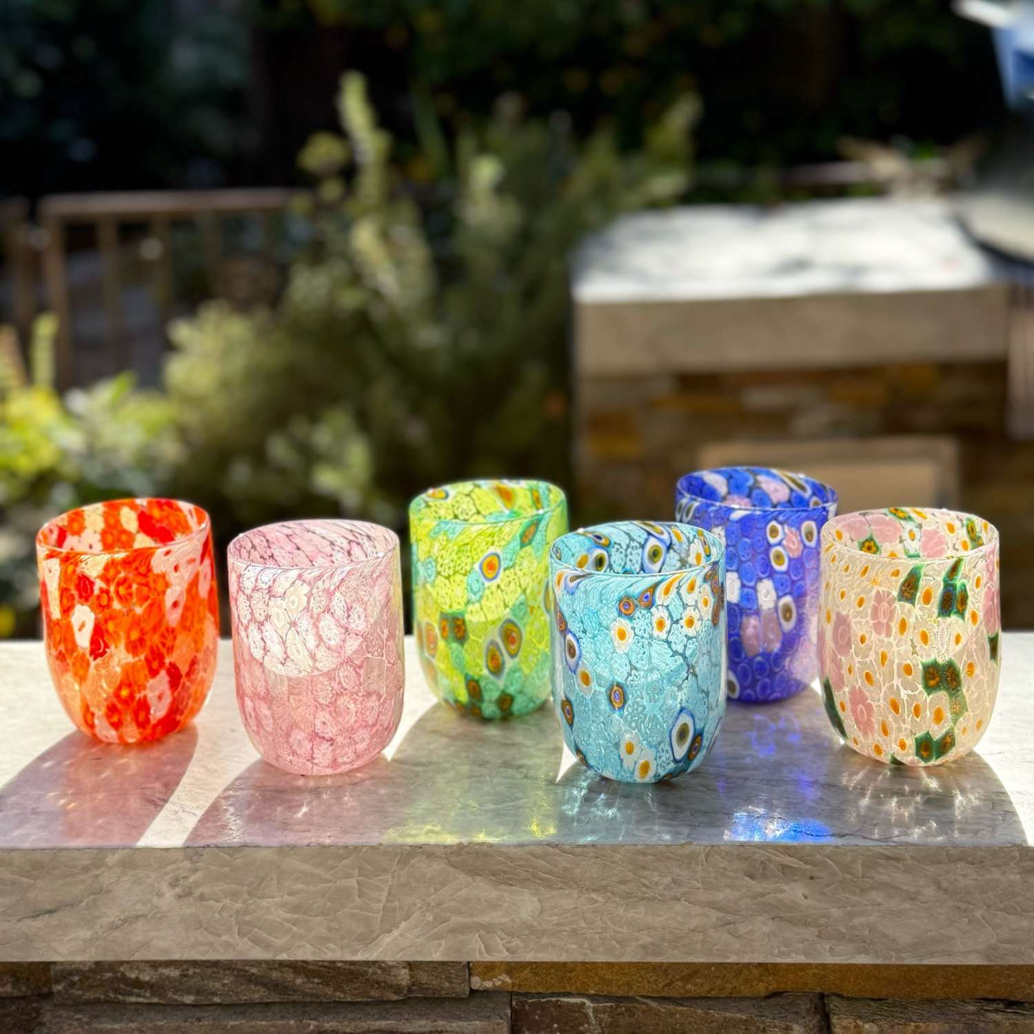 Millefiori Murano Drinking Glasses - Set of 6