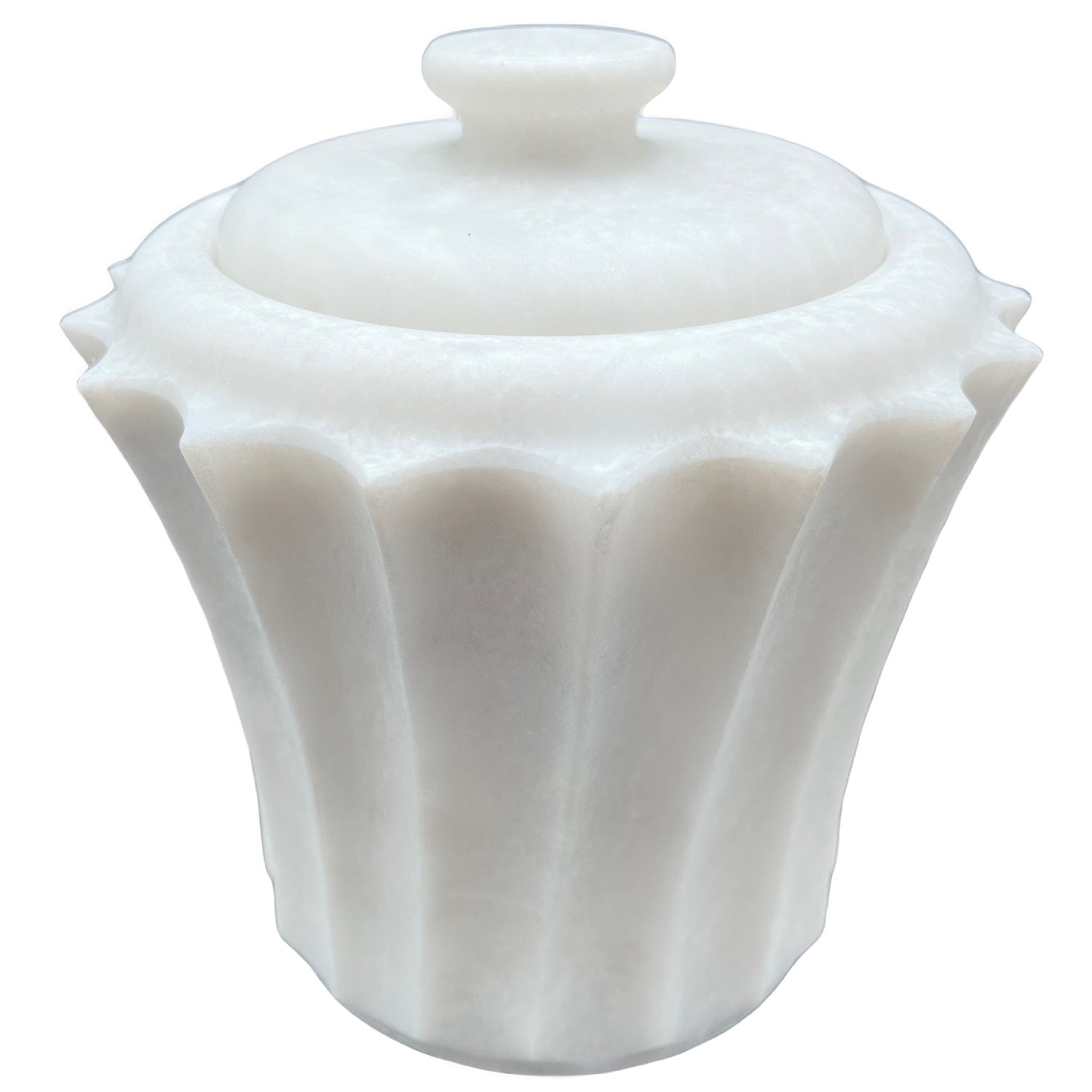 Yasmin Marble Lidded Canister - Pearl White Marble Honed