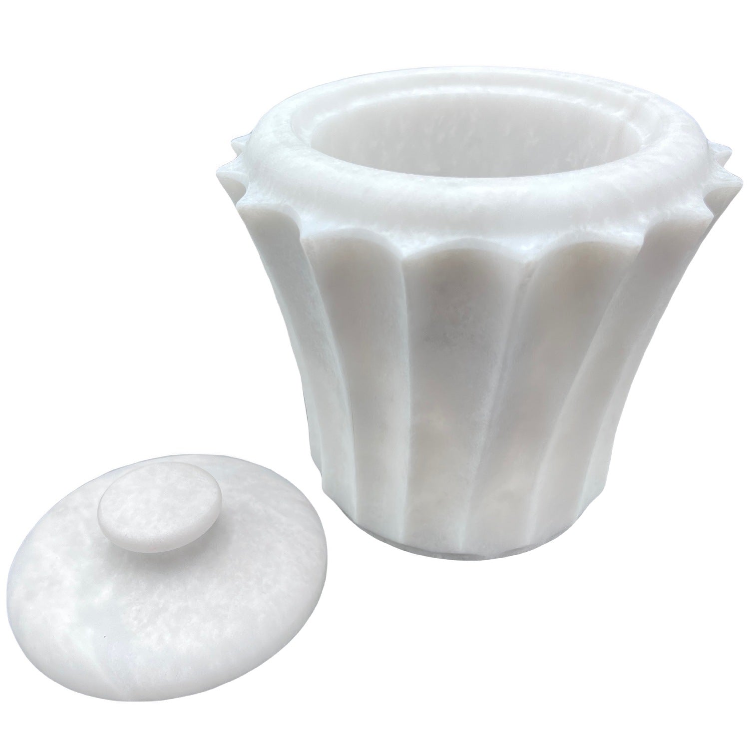 Yasmin Marble Lidded Canister - Pearl White Marble Honed