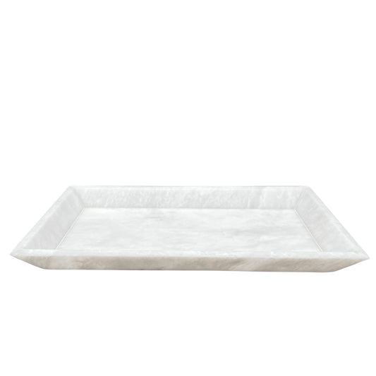 Yasmin Marble Vanity Tray - Pearl White Marble Honed