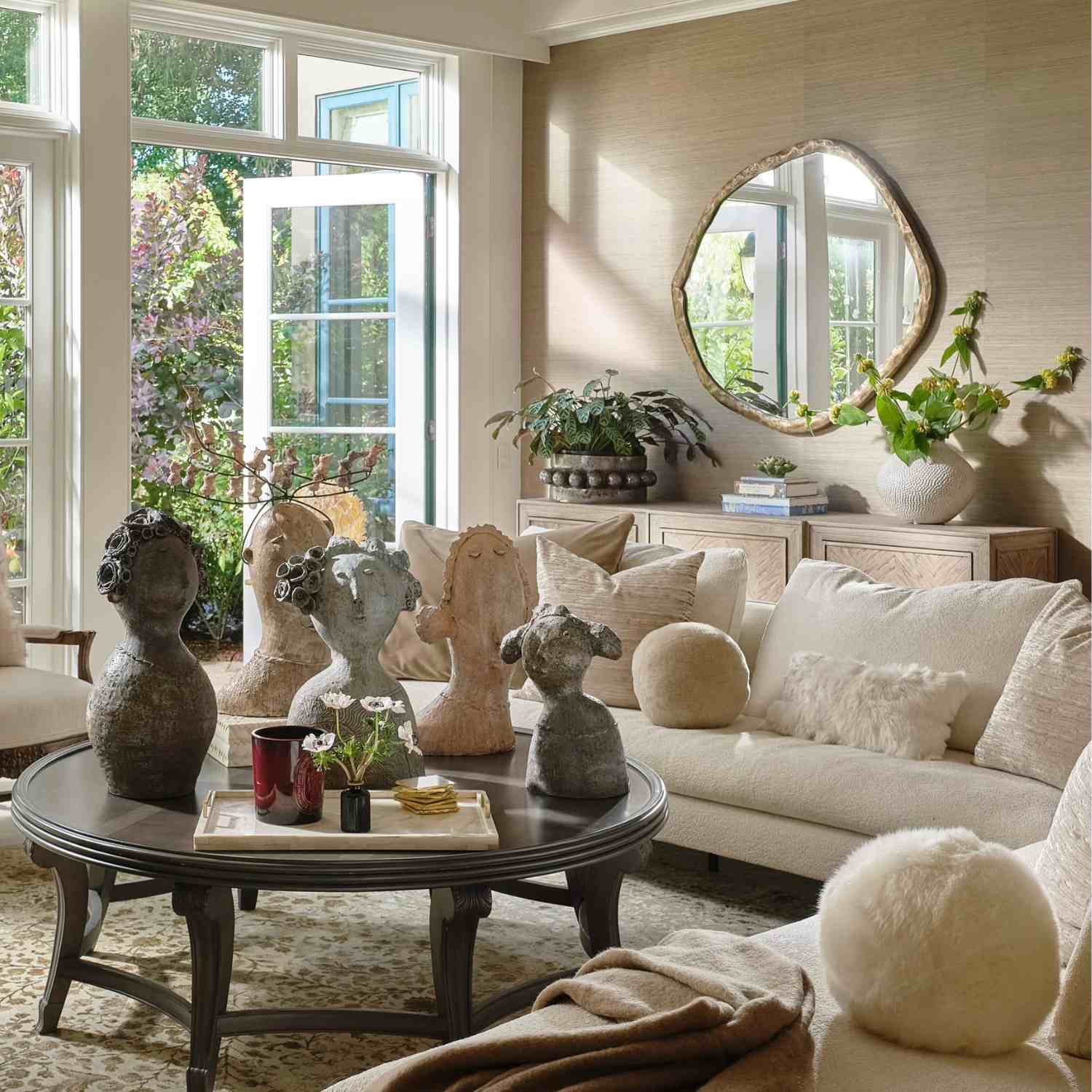 Shorn Sheepskin Ball Cushion - Oatmeal - 11"