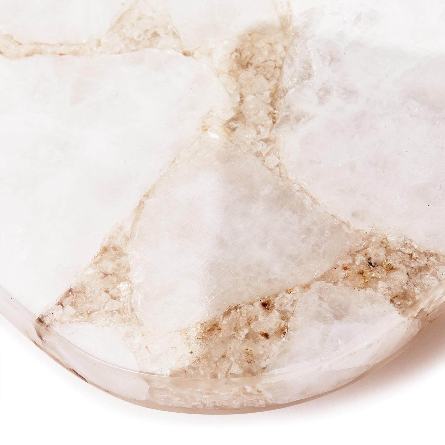 White Quartz Trays with Silver Feet – Set of 2