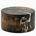 Load image into Gallery viewer, Round Marble Box - Black/Gold Marble Honed
