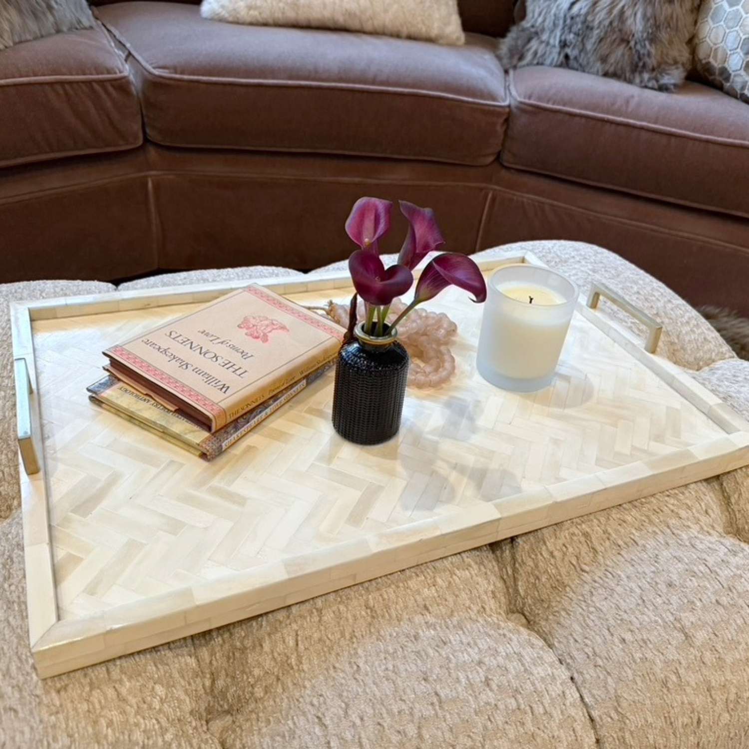 Herringbone Tray with Handles