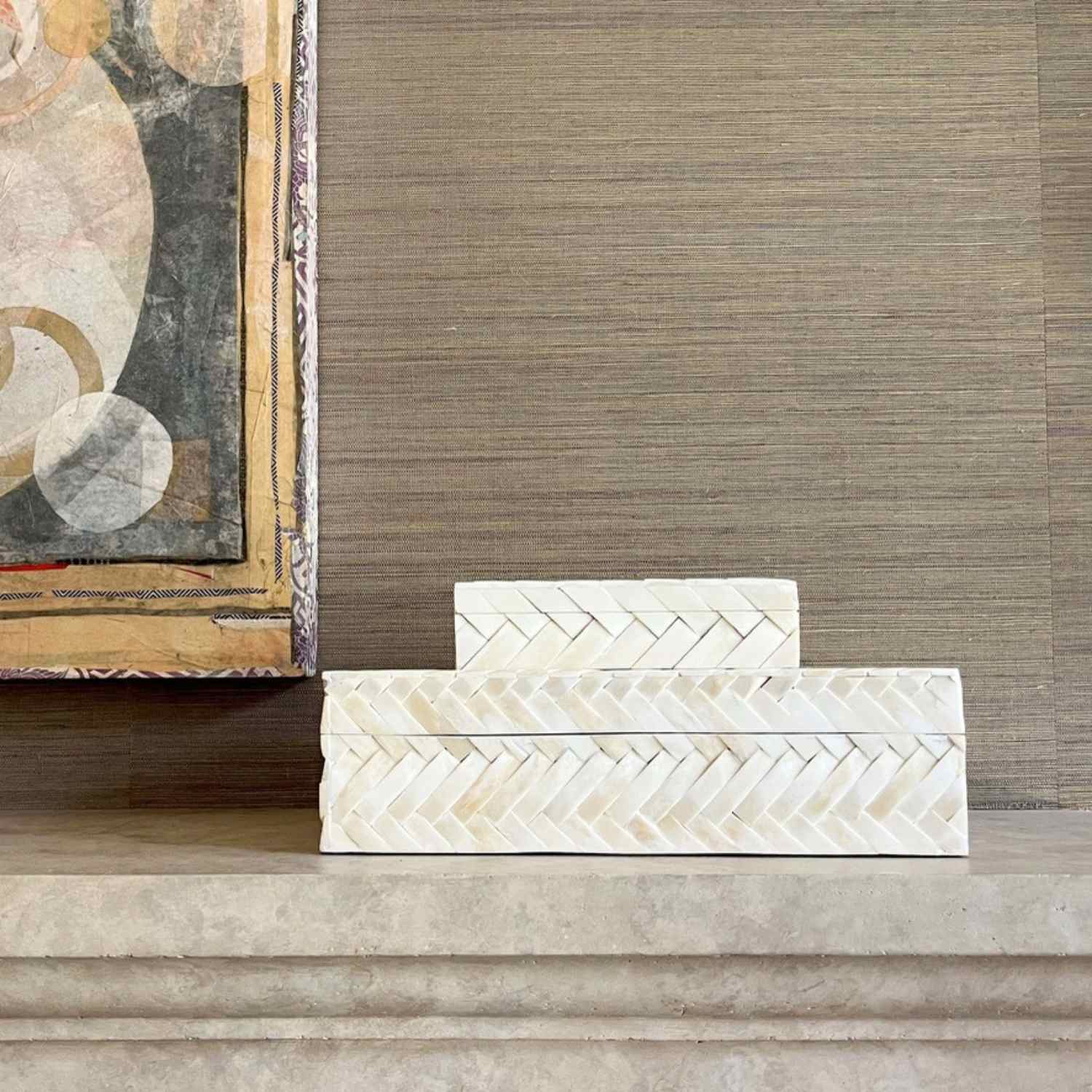 Ivory Braid Box - 8"x 5"x 2"