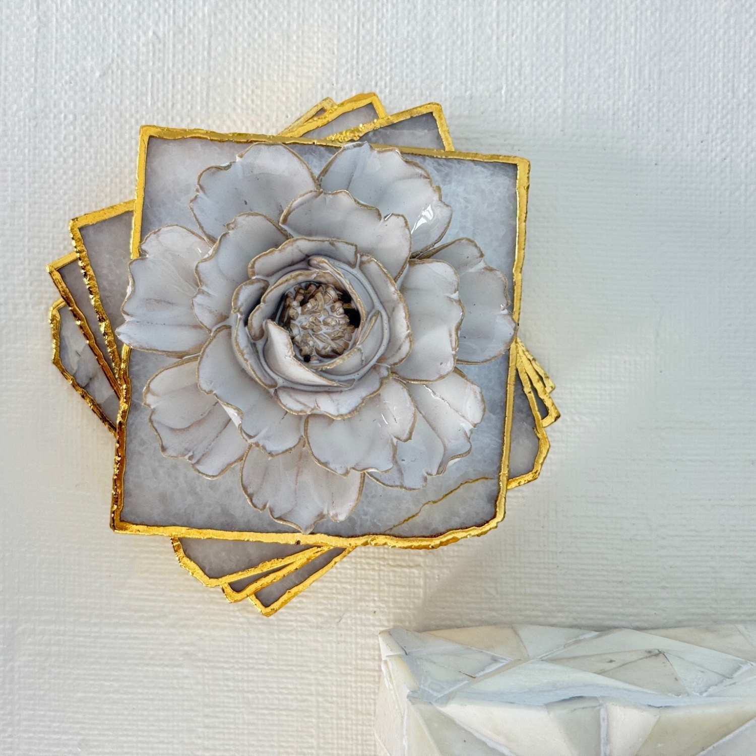 Ceramic Wall Flowers Ivory - Set of 7