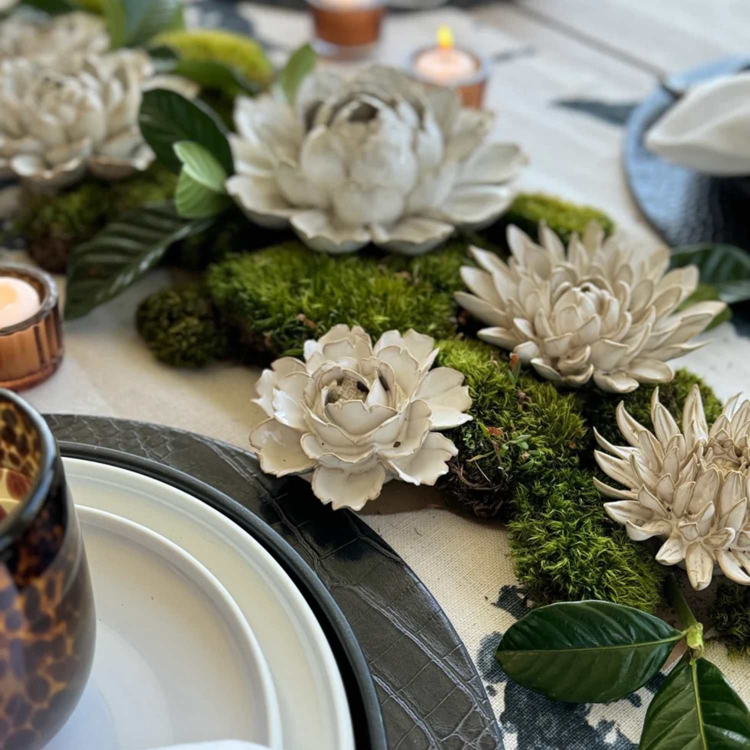 Ceramic Wall Flowers Ivory - Set of 7