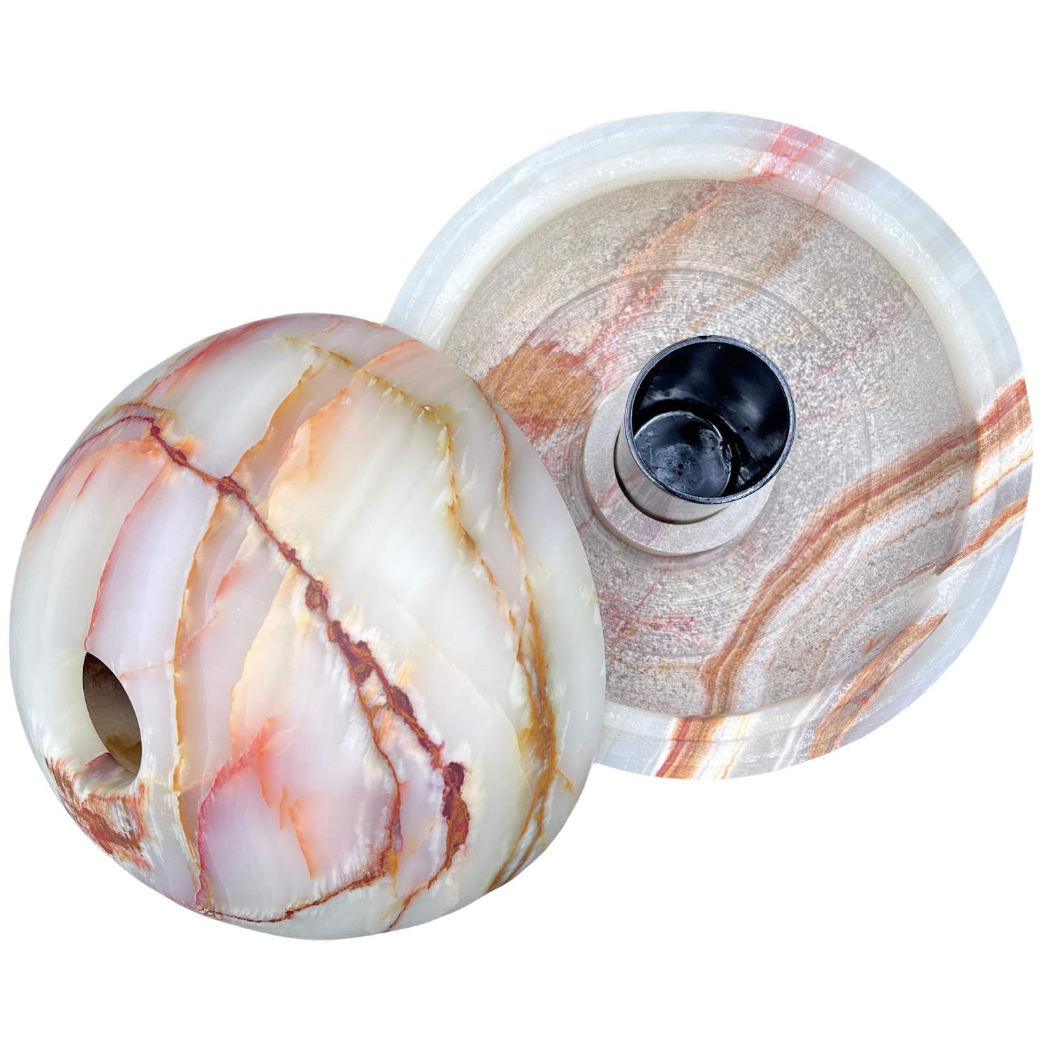 Jupiter Vase / Lantern - Crema Verde Onyx - Large