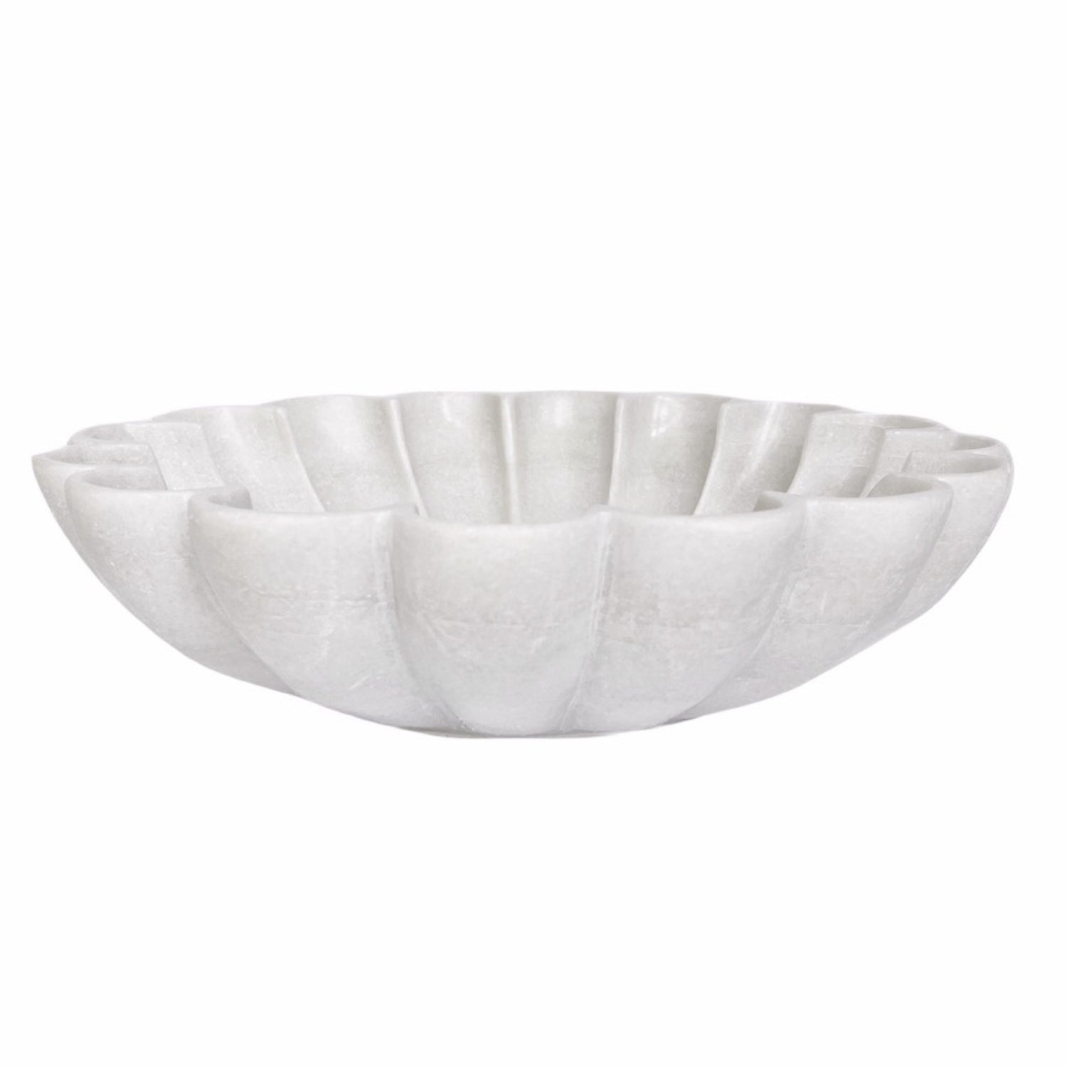 Large handcrafted white marble bowl