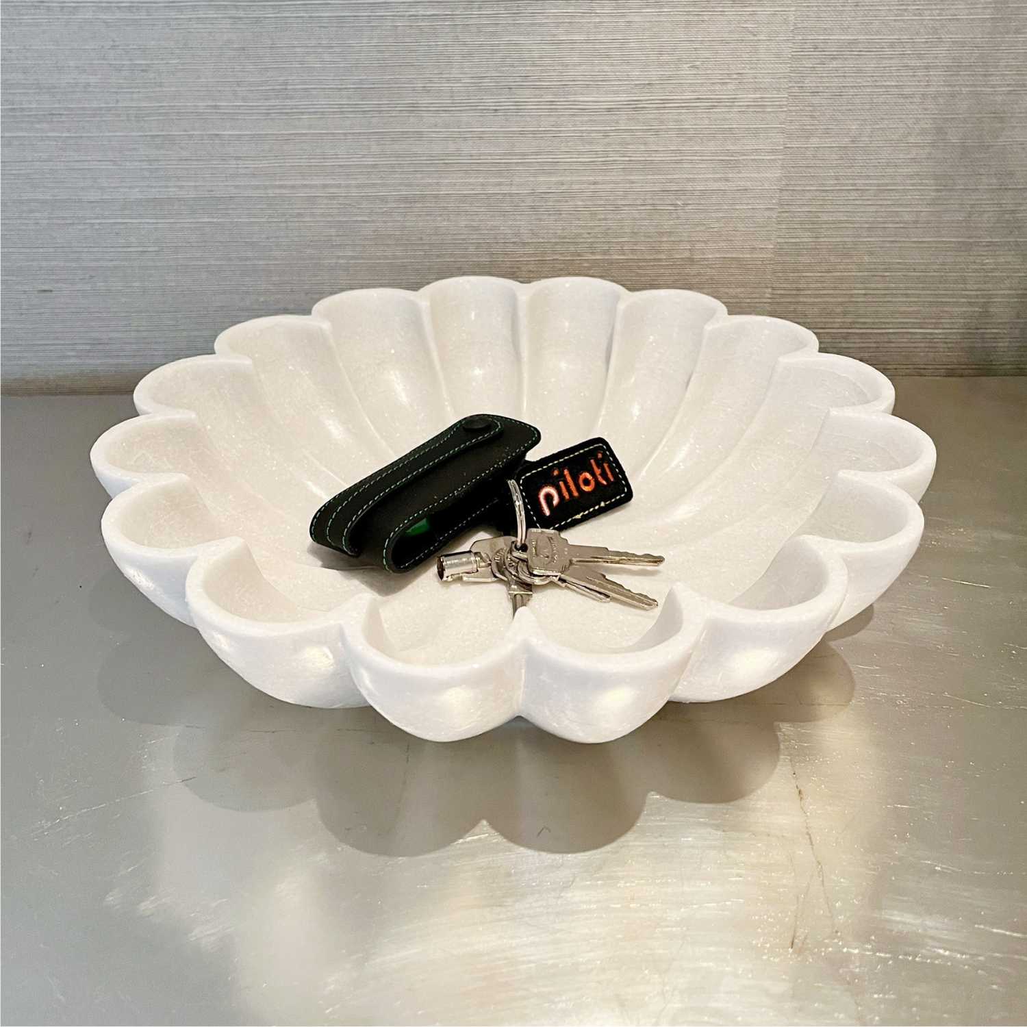 Large handcrafted white marble bowl