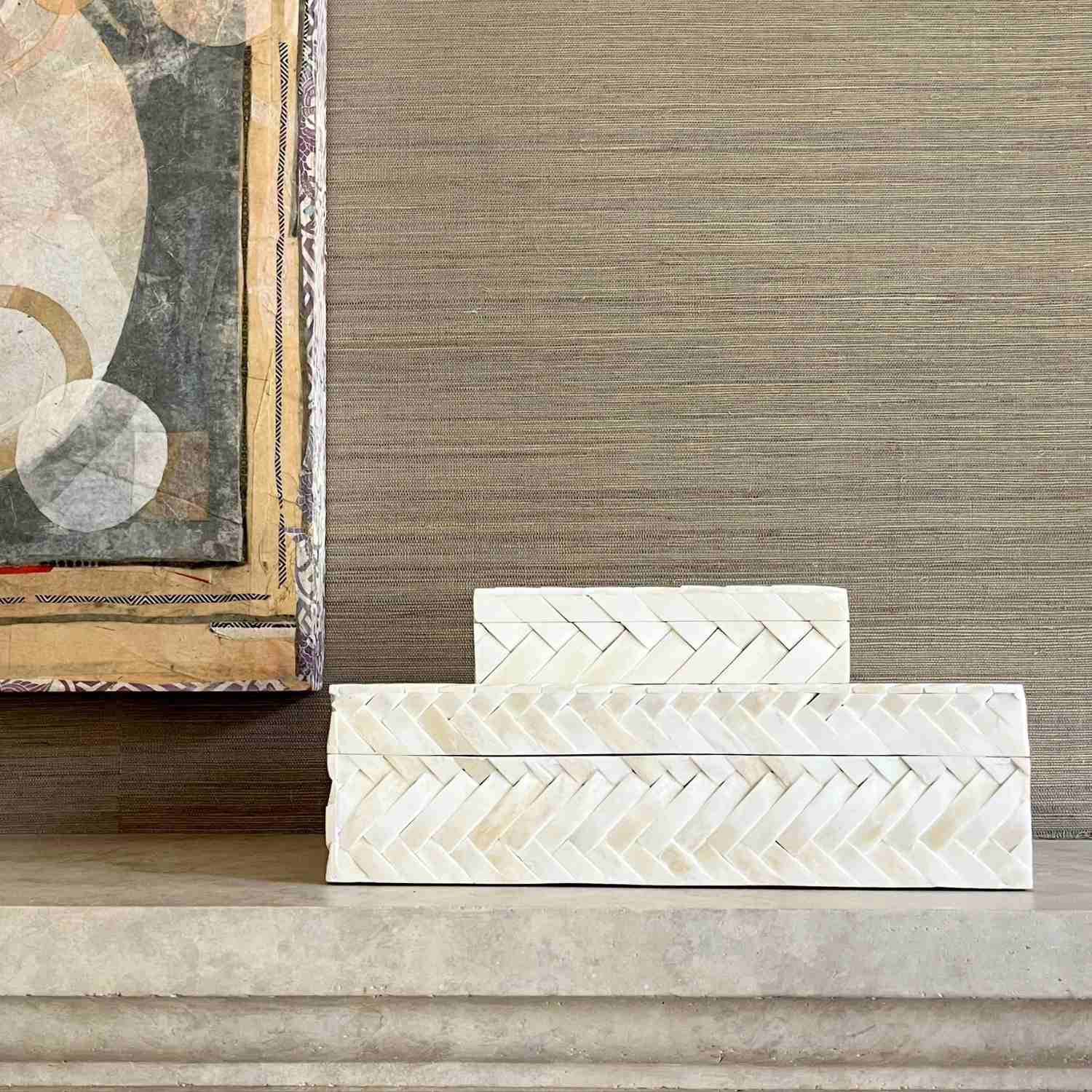 Ivory Braid Box  14" x 10" x 4.25"