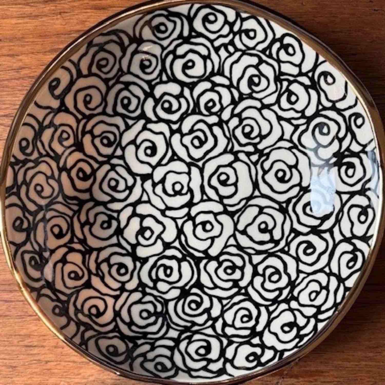 Handmade Serving Floral Bowl with 22K Gold - Large