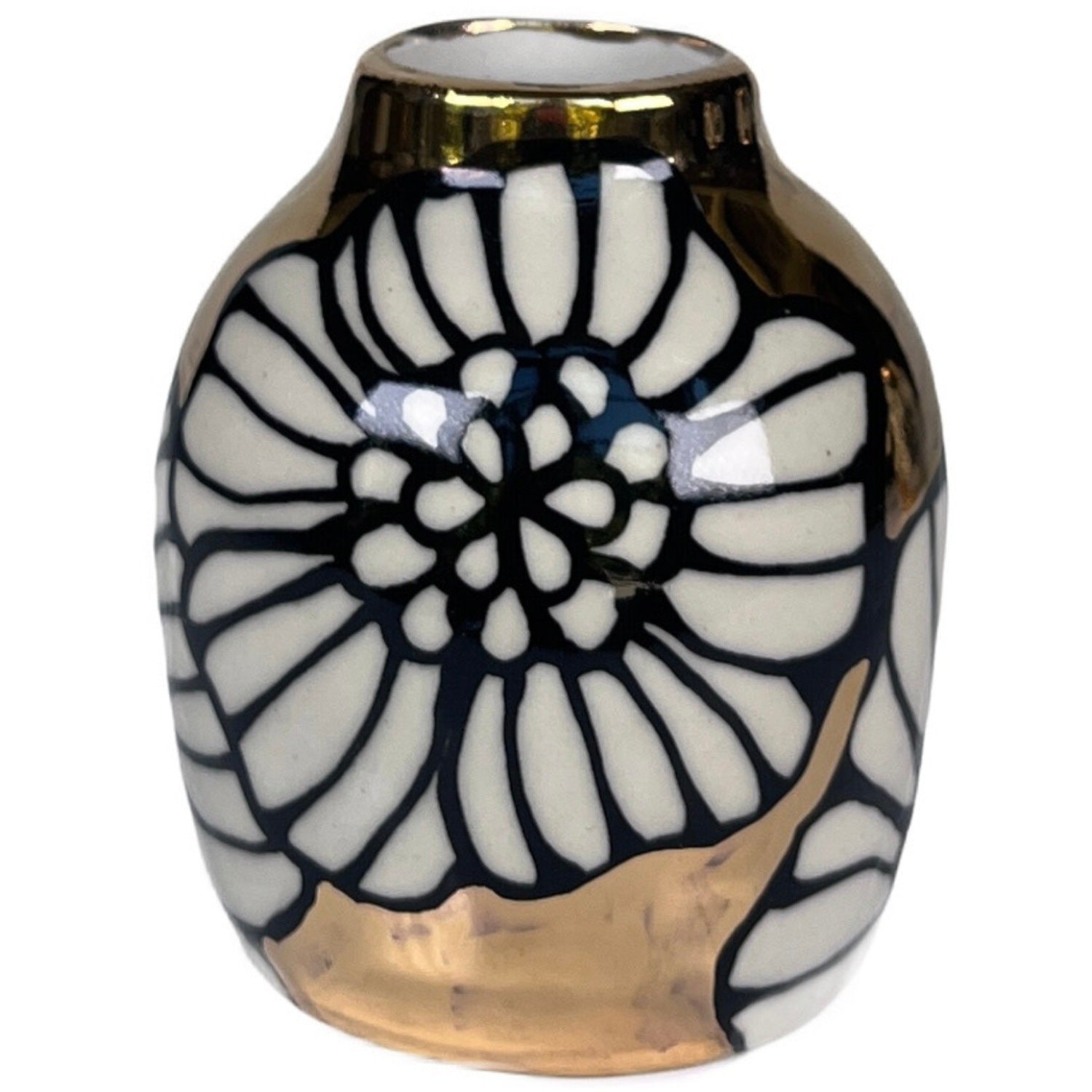 Ceramic Flowers Gold Bud Vase with 22K - Medium