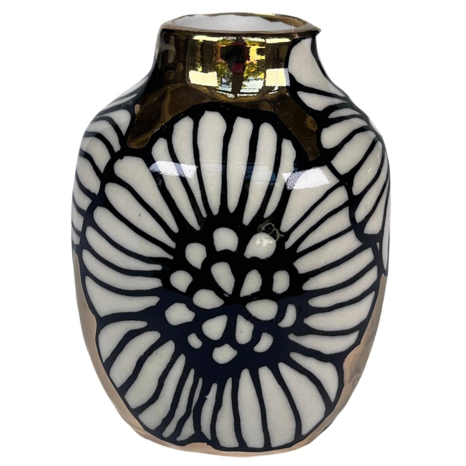 Ceramic Flowers Gold Bud Vase with 22K - Medium