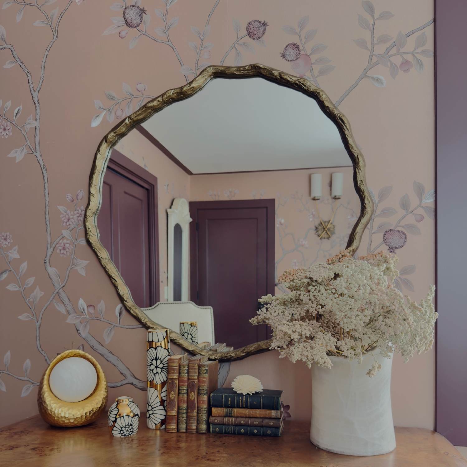 Ceramic Flowers Gold Bud Vase with 22K - Medium