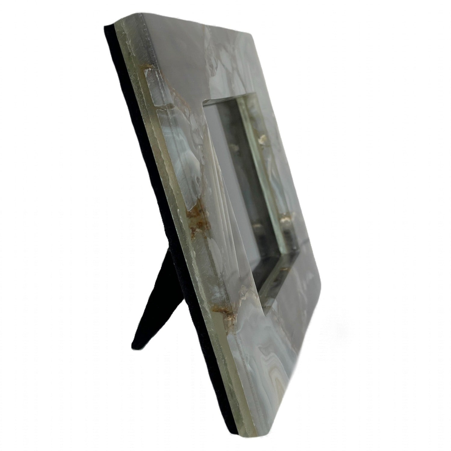 Square frame in natural pastel grey agate, 4x4 inches