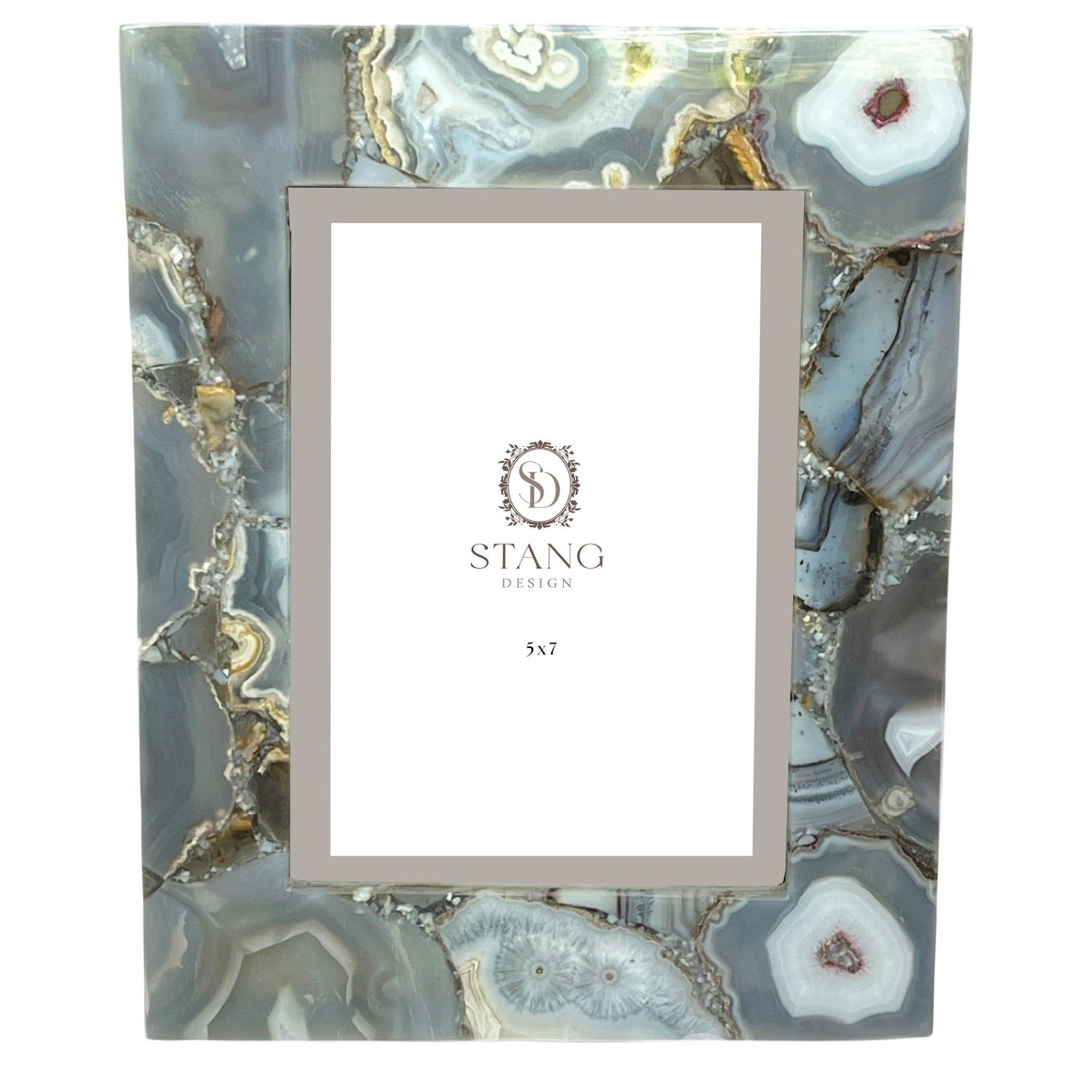 Rectangular frame in natural pastel grey agate, 5x7 inches