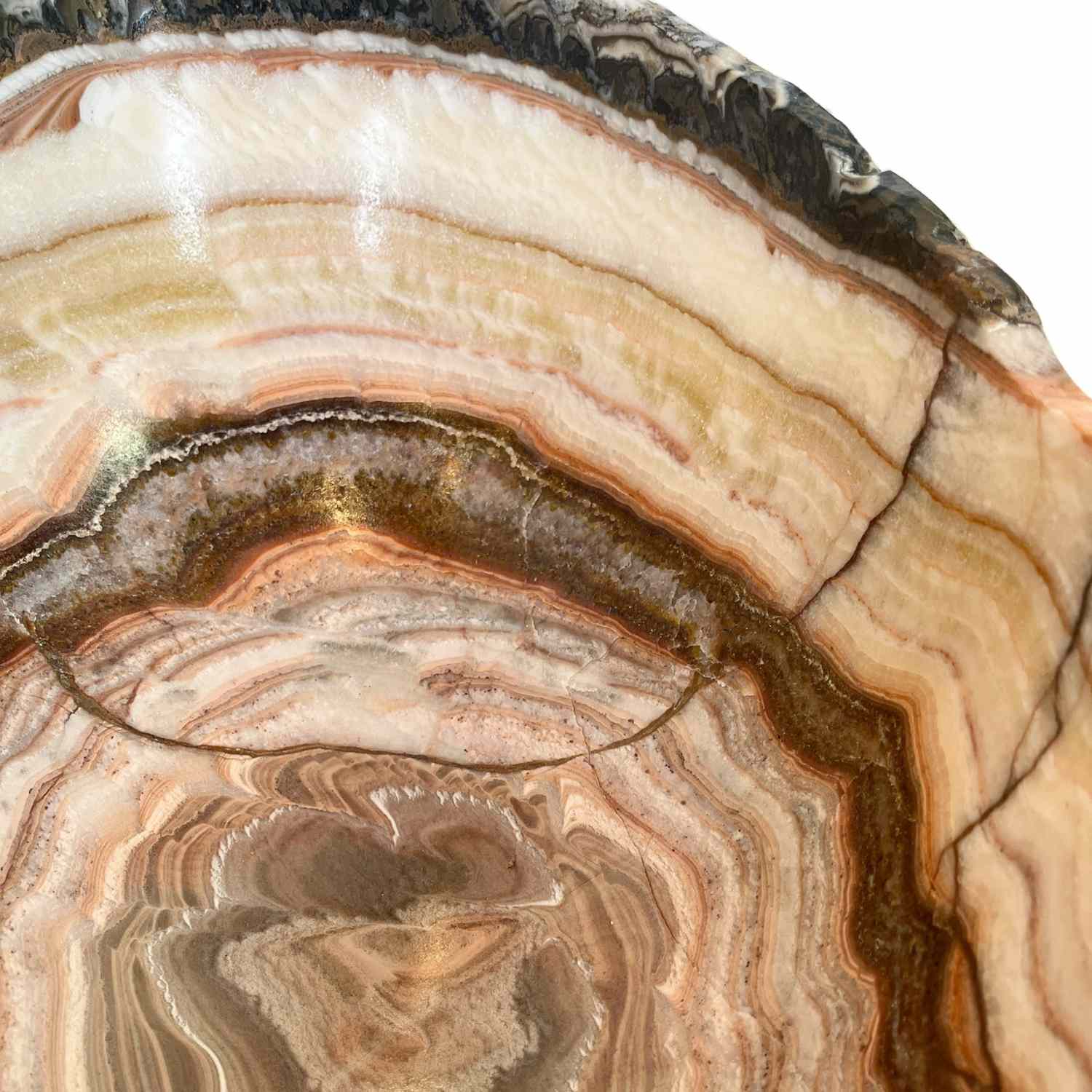 Red, Beige, Brown Layered Onyx Bowl