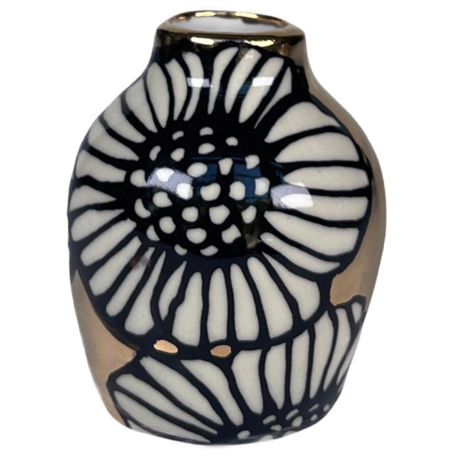 Ceramic Flowers Gold Bud Vase with 22K - Small