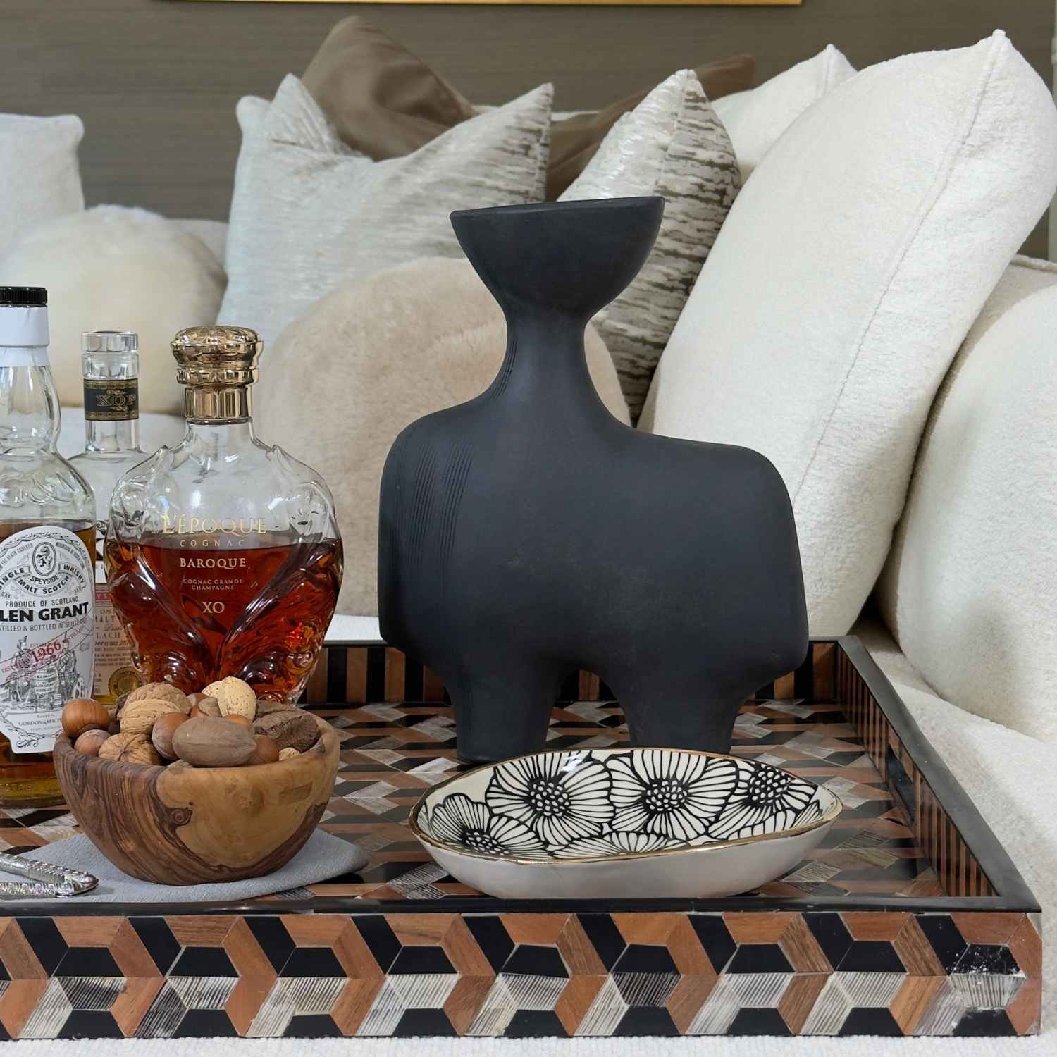 Handmade Serving Floral Bowl with 22K Gold - Medium