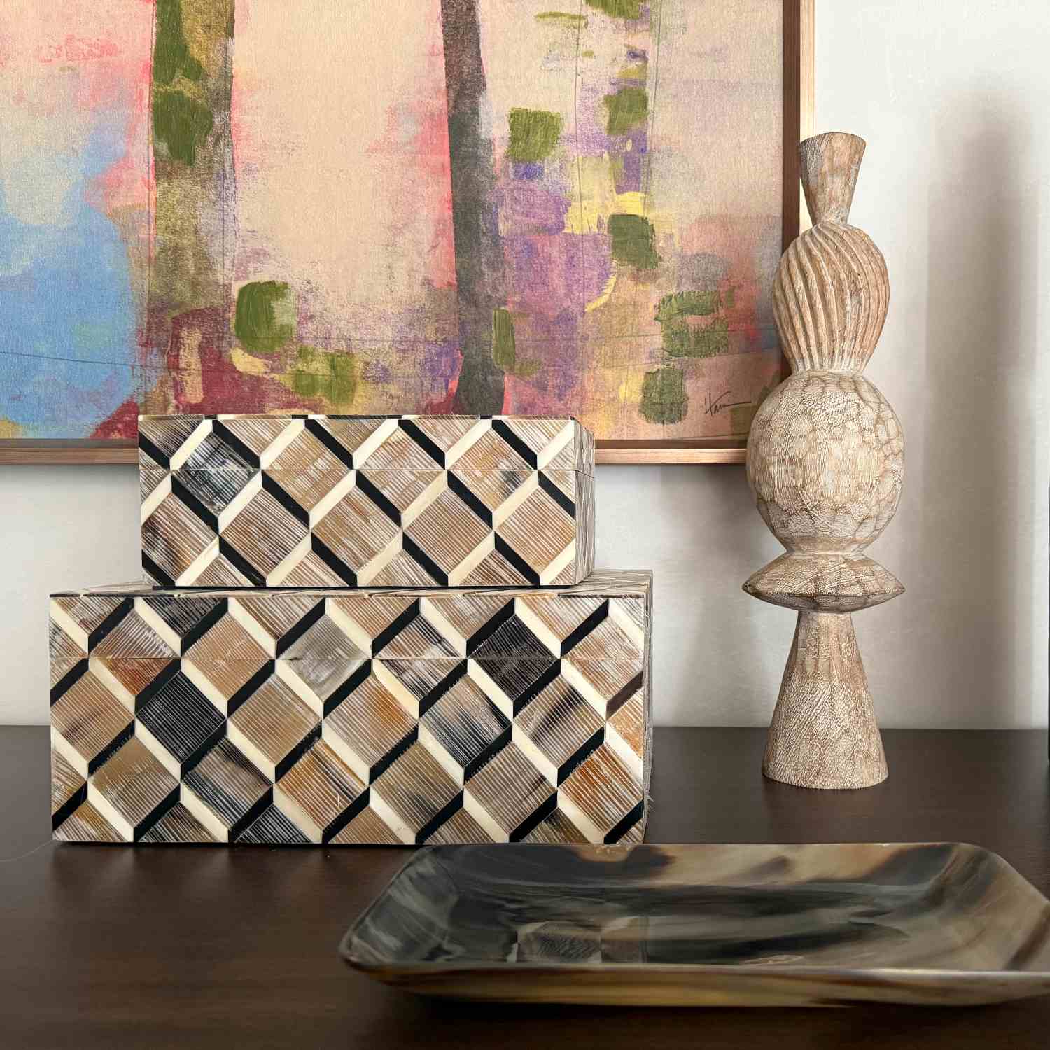 Harlequin Chiseled Horn Box