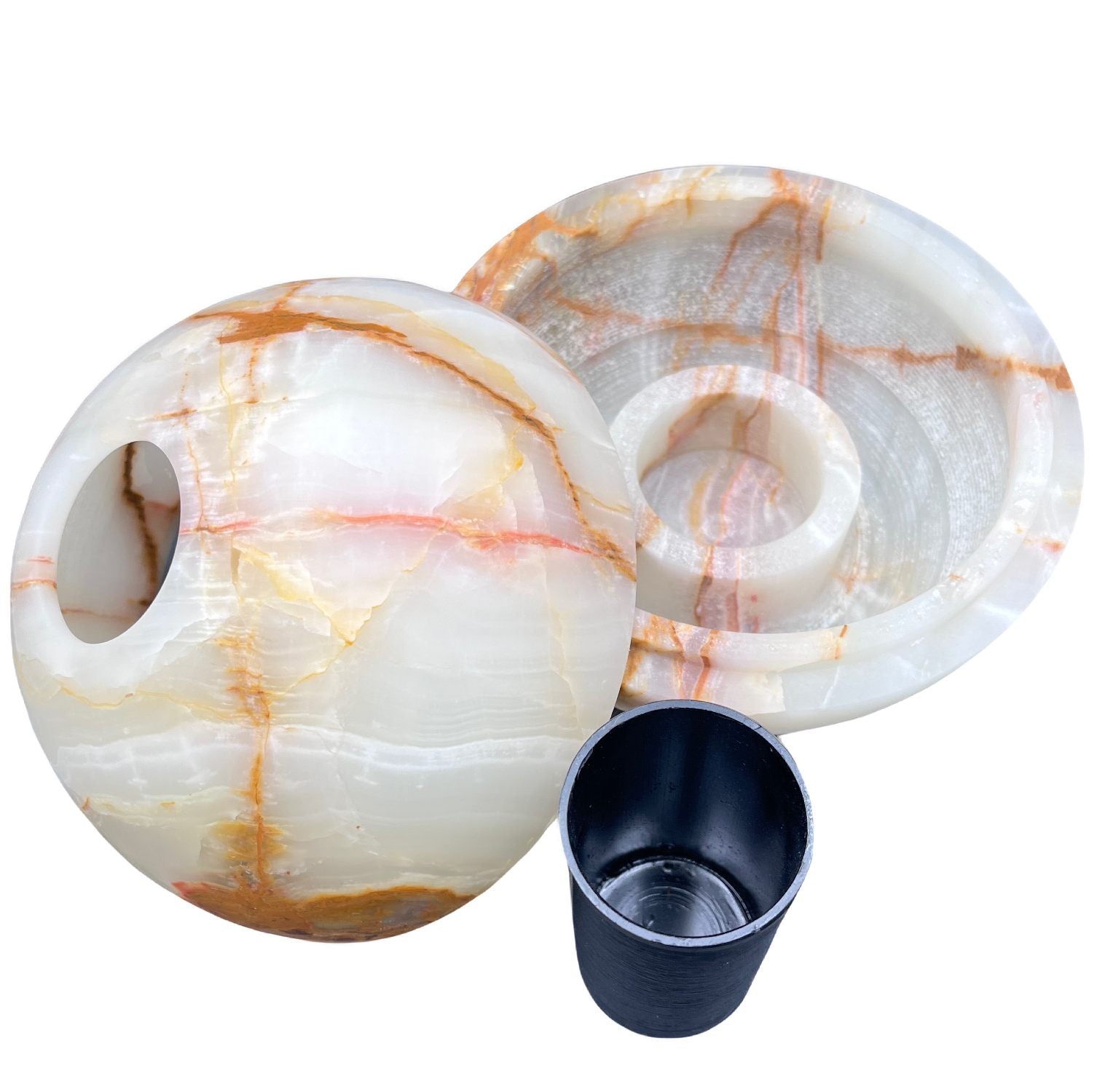 Jupiter Vase / Lantern - Crema Verde Onyx - Small