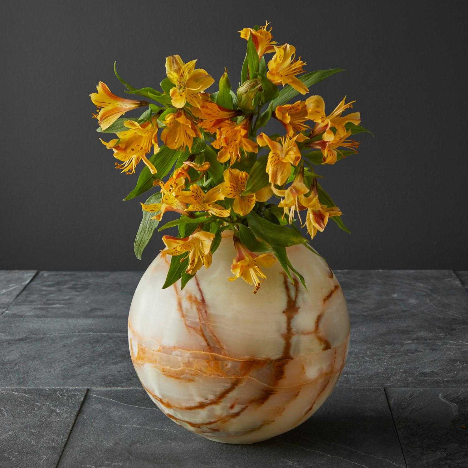 Jupiter Vase / Lantern - Crema Verde Onyx - Small