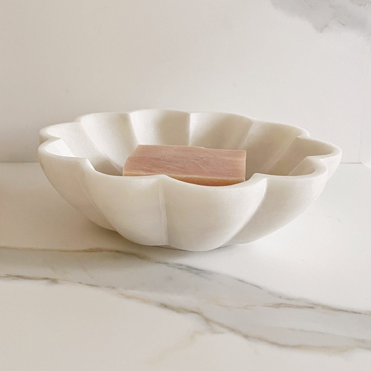Small handcrafted white marble bowl